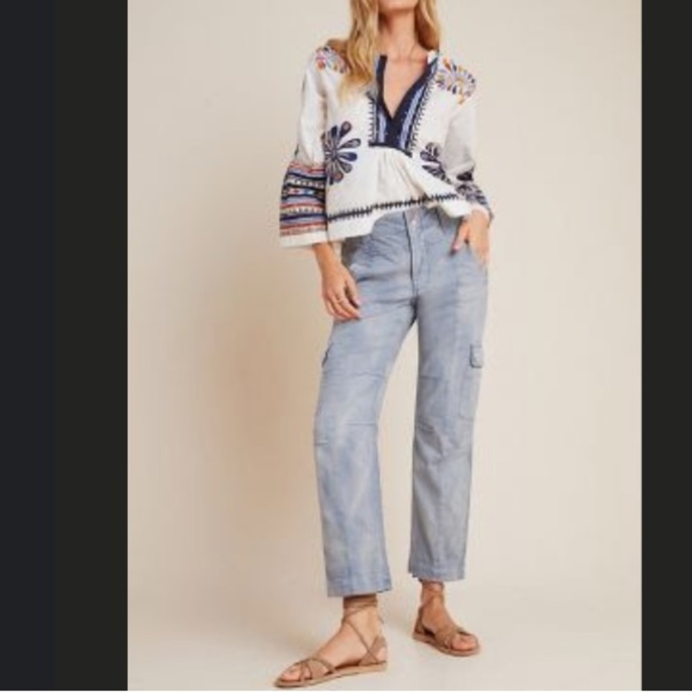 SOLD- Anthropologie-  Austin Cargo Pants - Slate Blue